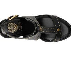 Vince Camuto Faunie Studded Cone Heel Sandals Black Clearance