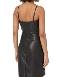 Commando Faux Leather Spaghetti Strap Dress FLT304 Black Clearance