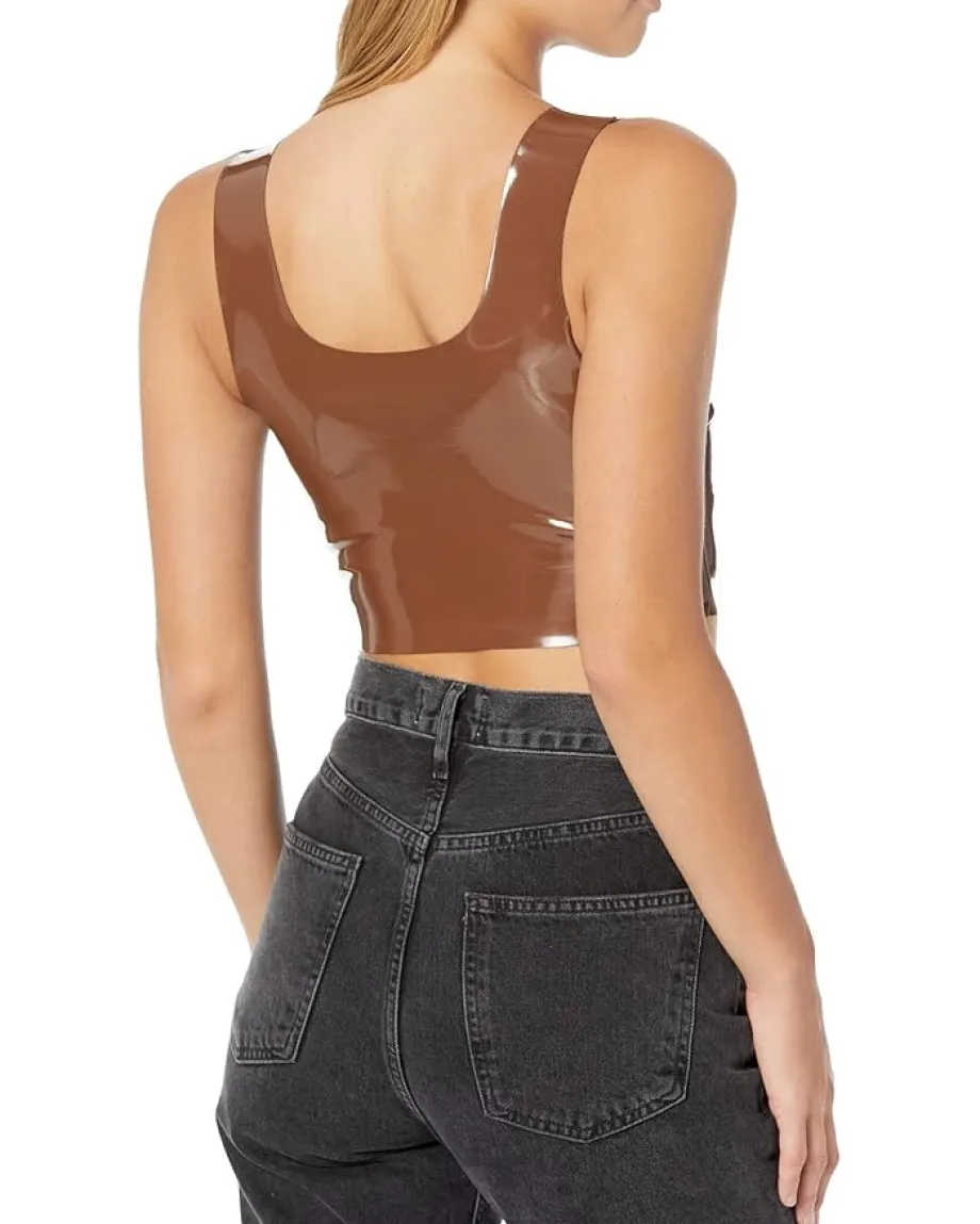 Commando Faux Patent Leather Crop Top FLT110 Cinnamon Online