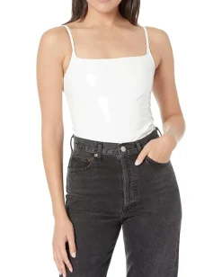 Commando Faux Patent Leather Spaghetti Strap Bodysuit BDS310 White New