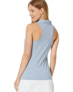 TravisMathew Featherweight Active Sleeveless Polo Heather Moonlight Blue Hot