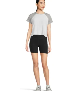 Beyond Yoga Featherweight Colorblock Tee Cloud White/Silver Mist New