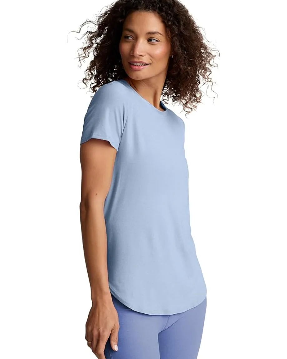 Beyond Yoga Featherweight On The Down Low Tee Blue Zen Heather Sale