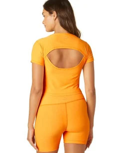 Beyond Yoga Featherweight Perspective Cropped Tee Mango Pop Heather Online