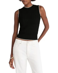 Madewell Femme Peplum Emi Sleevless Stitch Top Black Ivory Comobo Discount