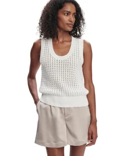 Varley Ferns Open Knit Tank Snow White