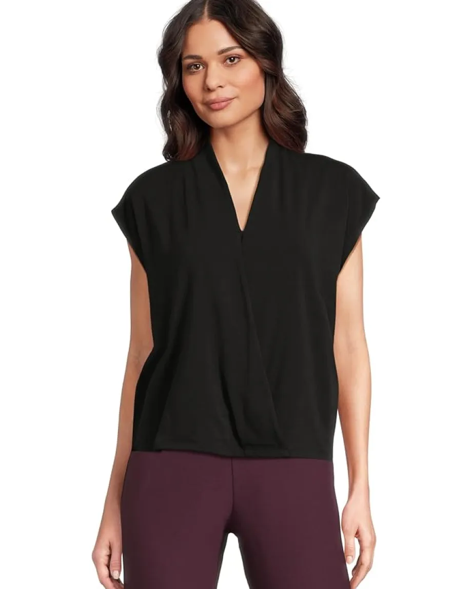 Women Eileen Fisher Fine Stretch Jersey Knit High Collar Top