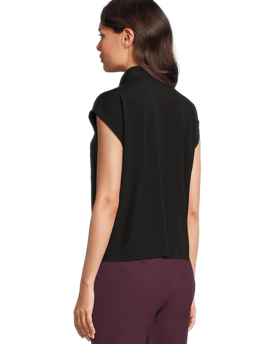 Women Eileen Fisher Fine Stretch Jersey Knit High Collar Top