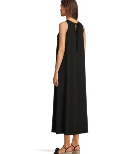 Eileen Fisher Fine Stretch Jersey Knit Maxi Dress Black Discount