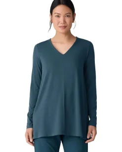 Women Eileen Fisher Fine Stretch Jersey Knit V-neck Tunic