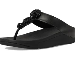 FitFlop Fino Beadie-Button Metallic Toe-Post Sandals Metallic Black Online
