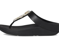 Women FitFlop Fino Crystal-Chain Leather Toe-Post Sandals