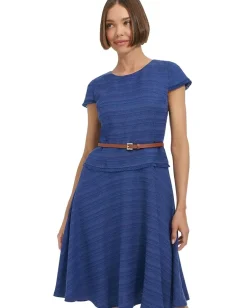 Tommy Hilfiger Fit and Flare Dress Gulf Blue New