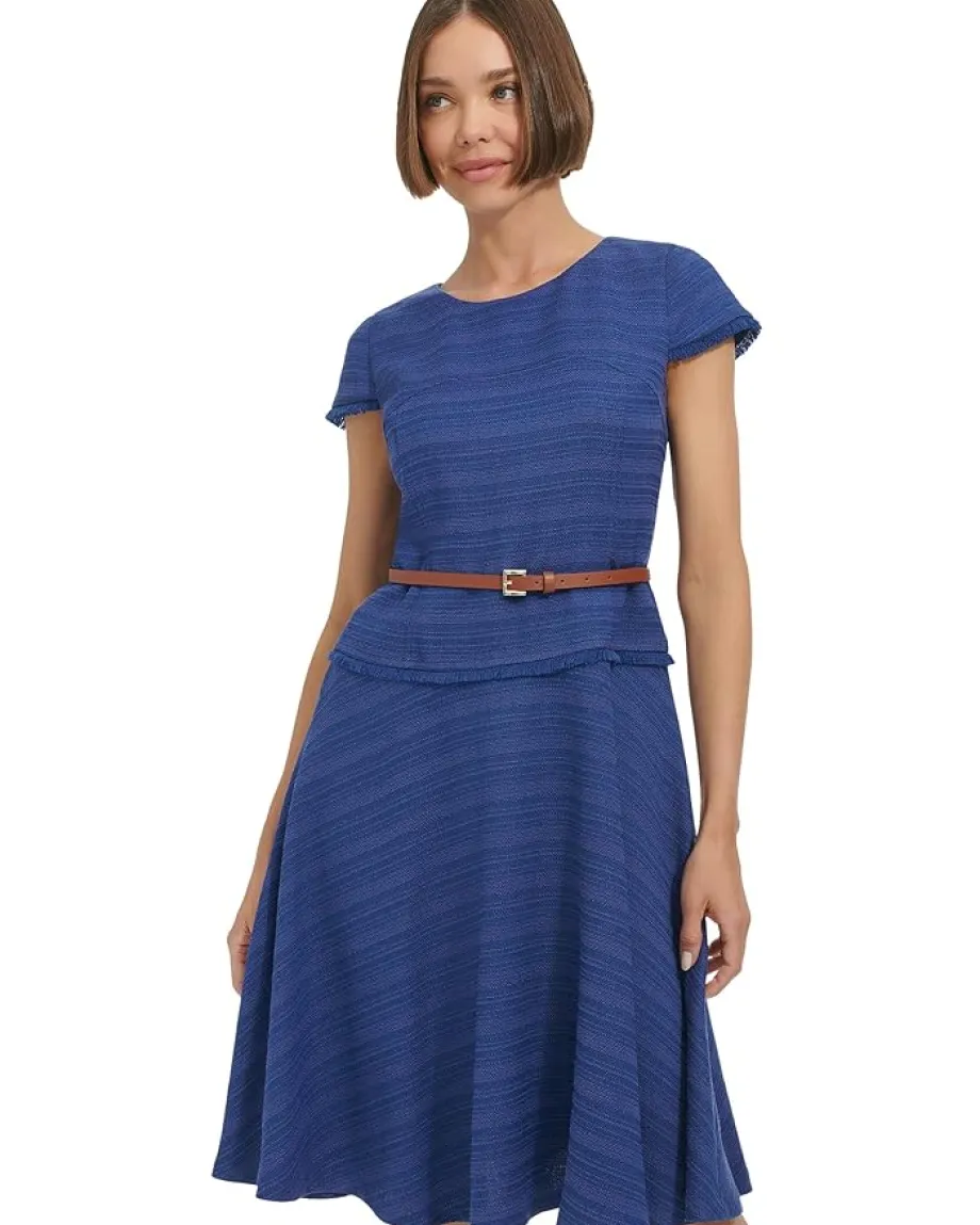 Tommy Hilfiger Fit and Flare Dress Gulf Blue New