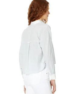 Madewell Flap-Pocket Crop Button-Up Shirt in Poplin Lagoon Online