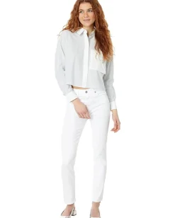 Madewell Flap-Pocket Crop Button-Up Shirt in Poplin Lagoon Online