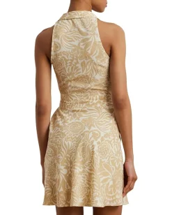 Lauren Ralph Lauren Floral Crepe Sleeveless Shirtdress Cream/Tan Discount