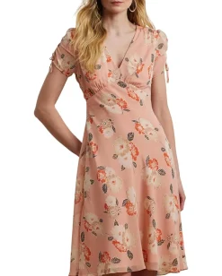Lauren Ralph Lauren Floral Georgette Short-Sleeve Dress Pink Multi Outlet