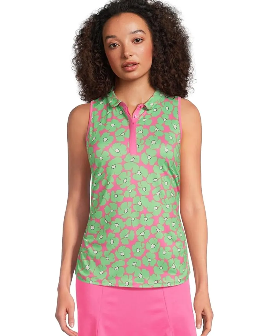 Women Callaway Floral Sleeveless Mini Collar And Side Shirring Top