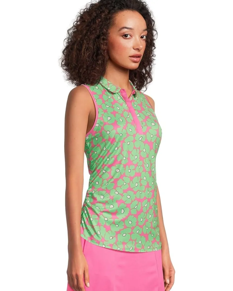 Women Callaway Floral Sleeveless Mini Collar And Side Shirring Top