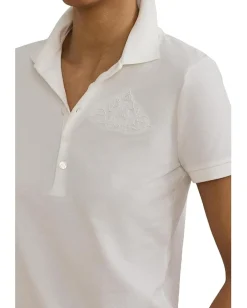 Women Lauren Ralph Lauren Floral-Logo Cotton Piqué Polo Shirt
