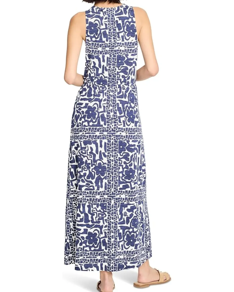 NIC+ZOE Floret Blues Knit Dress Indigo Multi Hot