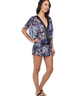 Women Badgley Mischka Floriana Beaded Tunic Cover-Up
