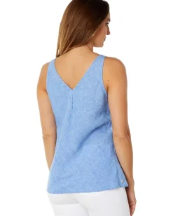 Lilly Pulitzer Florin Sleeveless Linen Top Beckon Blue/Sea Salt Blue Best