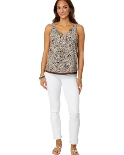 Lilly Pulitzer Florin Straight Hem Top Macadamia Pattern Play Hot