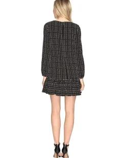 Women Tahari by ASL Flounced Hem Dot Print Crepe Dress