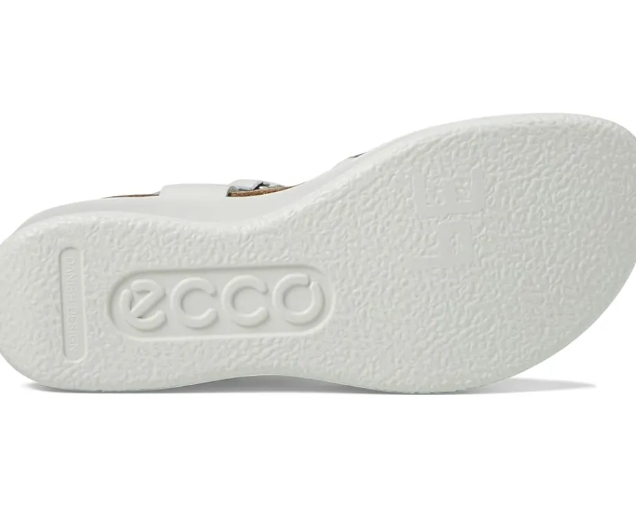 ECCO Flowt Wedge Cork Sandal Silver/White Best
