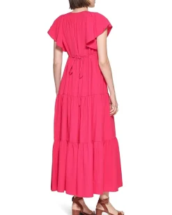 Women Calvin Klein Flutter Sleeve Gauze Midi Dress