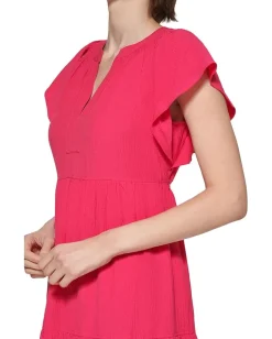 Women Calvin Klein Flutter Sleeve Gauze Midi Dress
