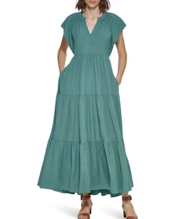 Calvin Klein Flutter Sleeve Gauze Midi Dress Meadow Best