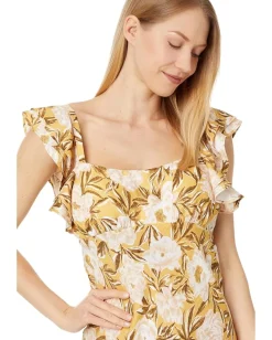 Women Madewell Flutter-Sleeve Slip Maxi Dress in Floral Cupro-Blend