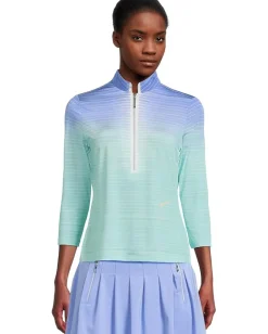 Jamie Sadock Flux Print 3/4 Sleeve Top Indigo Baby Gradient Outlet