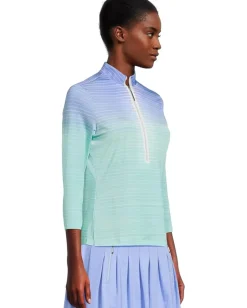 Jamie Sadock Flux Print 3/4 Sleeve Top Indigo Baby Gradient Outlet