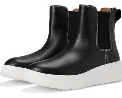 Women FitFlop F-Mode Contrast-Stitch Flatform Chelsea Boots