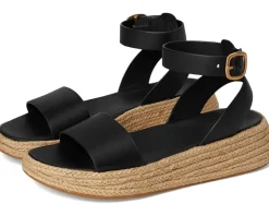 FitFlop F-Mode Espadrille Leather Flatform A/Strap Sandals Black Sale