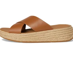 Women FitFlop F-Mode Espadrille Leather Flatform Cross Slides
