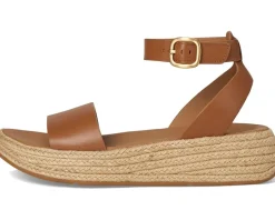 FitFlop F-Mode Espadrille Leather Flatform A/Strap Sandals Deep Tan Sale