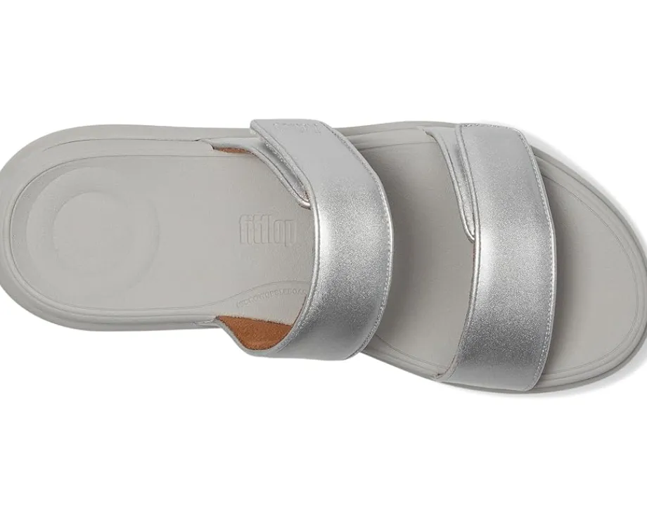 FitFlop F-mode Go Adjustable Flatform Two-Bar Slides Silver Hot