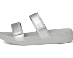 FitFlop F-mode Go Adjustable Flatform Two-Bar Slides Silver Hot