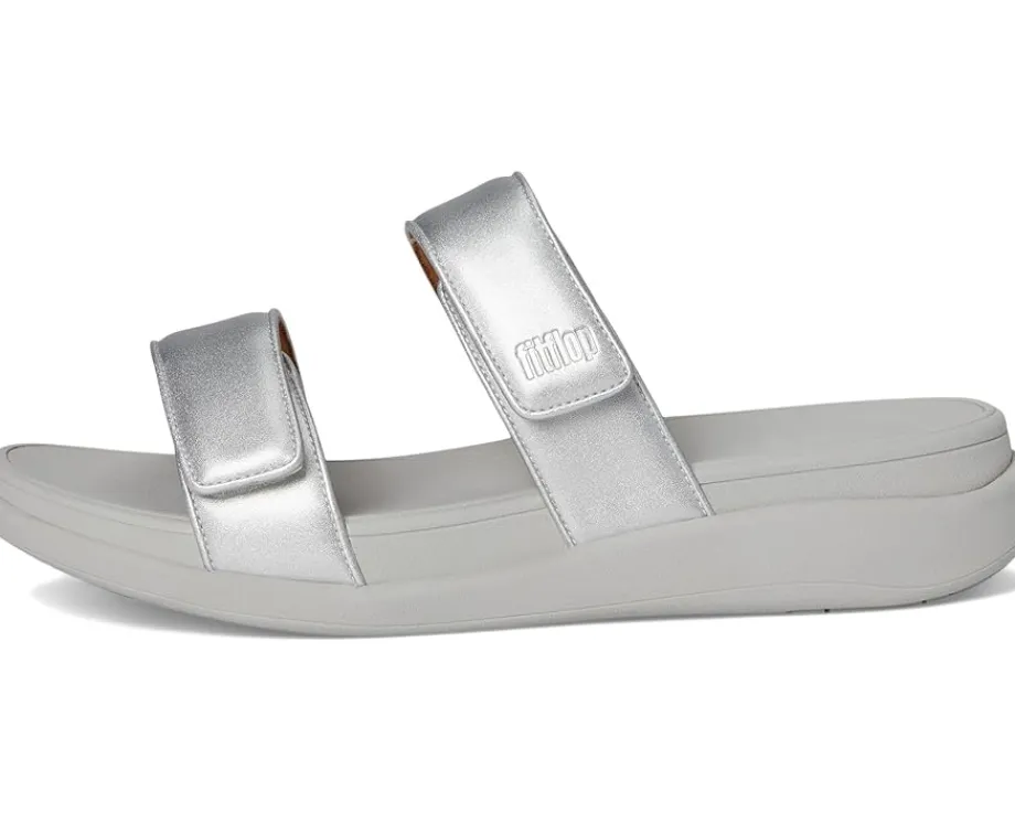 FitFlop F-mode Go Adjustable Flatform Two-Bar Slides Silver Hot