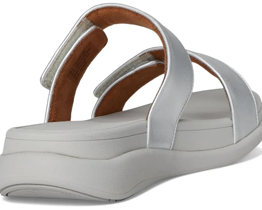 FitFlop F-mode Go Adjustable Flatform Two-Bar Slides Silver Hot