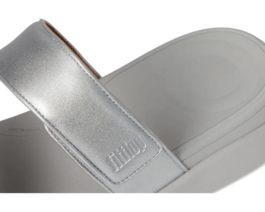 FitFlop F-mode Go Adjustable Flatform Two-Bar Slides Silver Hot
