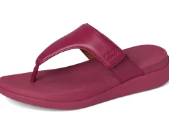 FitFlop F-Mode Go Adjustable Flatform Toe-Post Sandals Ruby Clearance