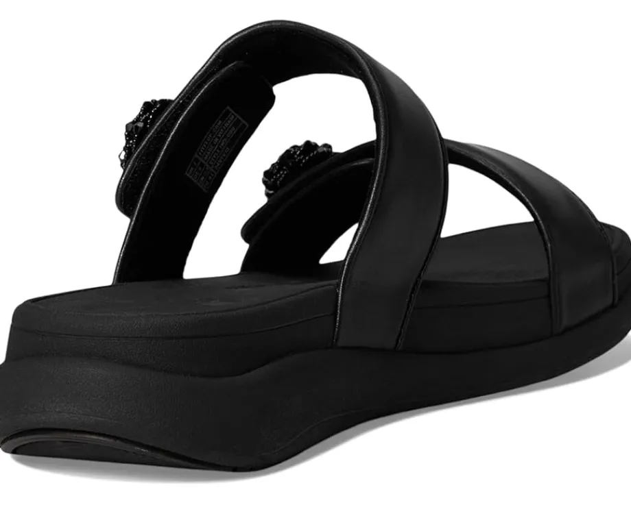 Women FitFlop F-Mode Go Beadie-Button Adj. Flatform 2-Bar Slides