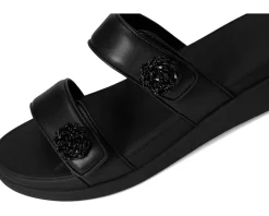 Women FitFlop F-Mode Go Beadie-Button Adj. Flatform 2-Bar Slides