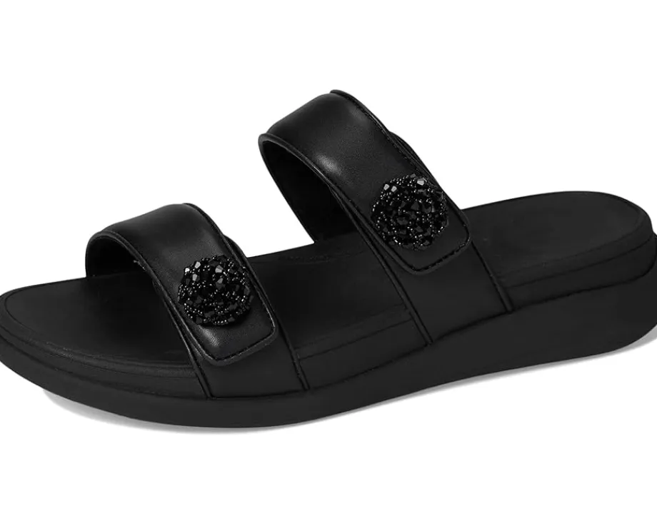 Women FitFlop F-Mode Go Beadie-Button Adj. Flatform 2-Bar Slides